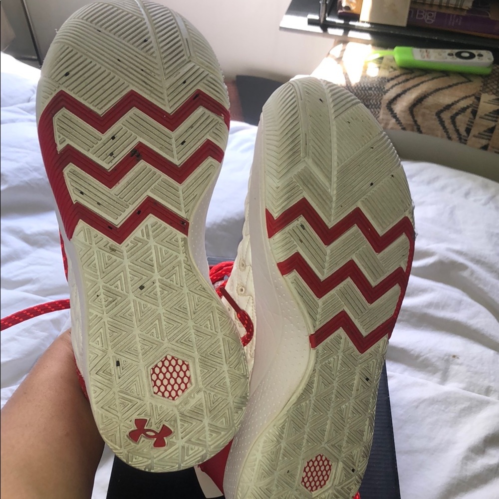 Under Armour White & Red Athletic Sneakers - Picture 8 of 10